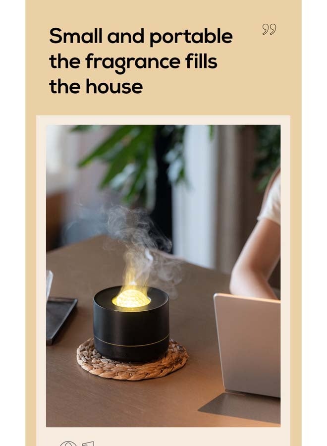 CHOWROAD New floodlight aroma diffuser humidifier, six-color changing flame essential oil aroma diffuser humidifier, USB charging, black - Image 5