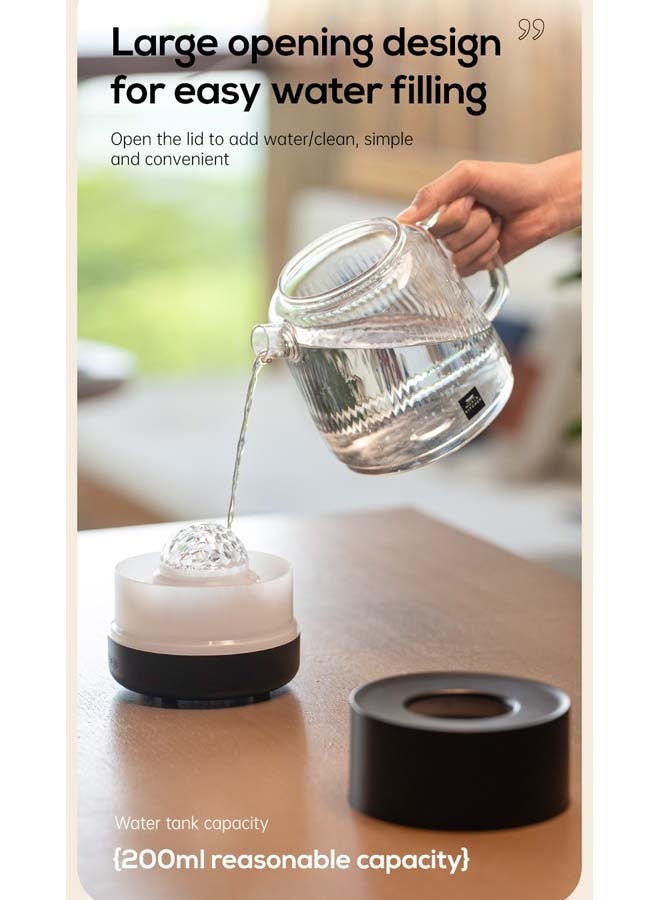 CHOWROAD New floodlight aroma diffuser humidifier, six-color changing flame essential oil aroma diffuser humidifier, USB charging, black - Image 4