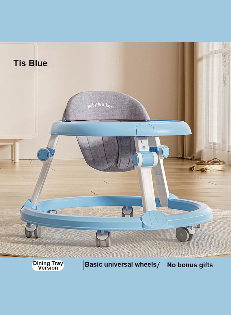 Baby Walker Foldable with 7 Adjustable Heights, Baby Walker with Wheels Portable, Baby Walkers and Activity Center for Boys Girls Babies 6-18 Months (Simple Version without Toys-Blue) - Image 1