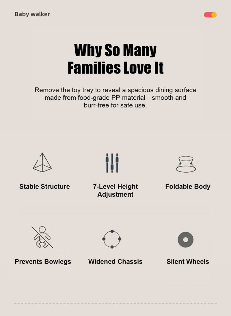 Baby Walker Foldable with 7 Adjustable Heights, Baby Walker with Wheels Portable, Baby Walkers and Activity Center for Boys Girls Babies 6-18 Months (Simple Version without Toys-Blue) - Image 2