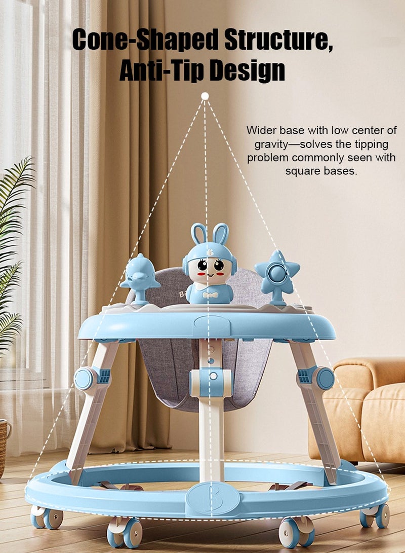 Baby Walker Foldable with 7 Adjustable Heights, Baby Walker with Wheels Portable, Baby Walkers and Activity Center for Boys Girls Babies 6-18 Months (Simple Version without Toys-Blue) - Image 5