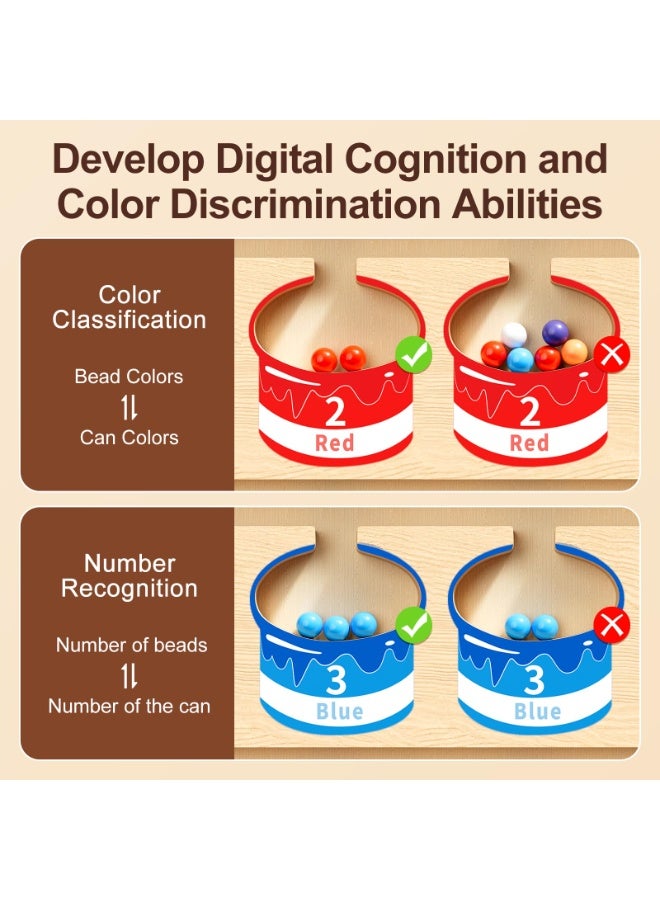 عام متاهة مغناطيسية للألوان والأرقام - ألعاب مونتيسوري للأعمار 3-4-5 سنوات، لوح ألغاز خشبي تعليمي للتعلم قبل المدرسي، لعبة لتنمية المهارات الحركية الدقيقة للأطفال الصغار، ألعاب مطابقة العد للأولاد والبن - Image 4