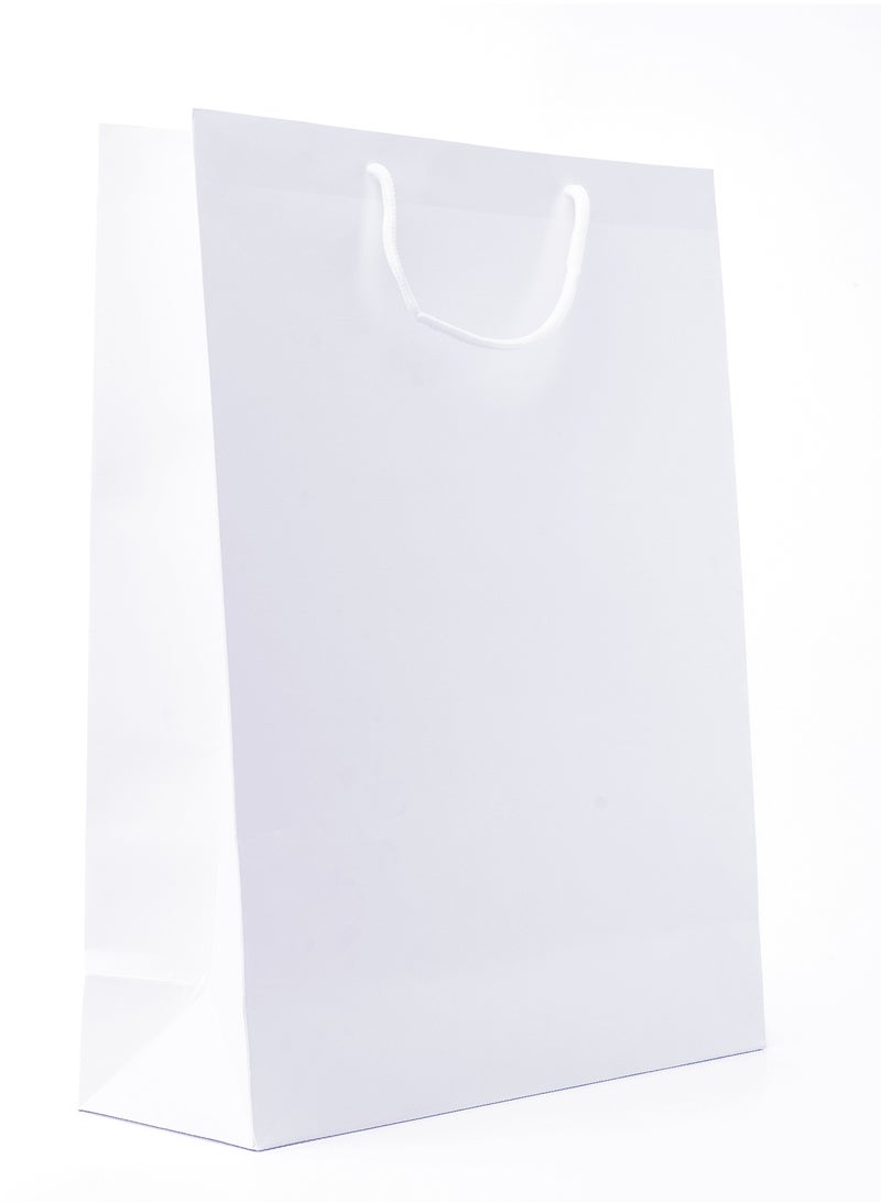 32x26x12cm Rope Handled White Plain Paper Bags - Stylish and Eco-Friendly Shopping 
