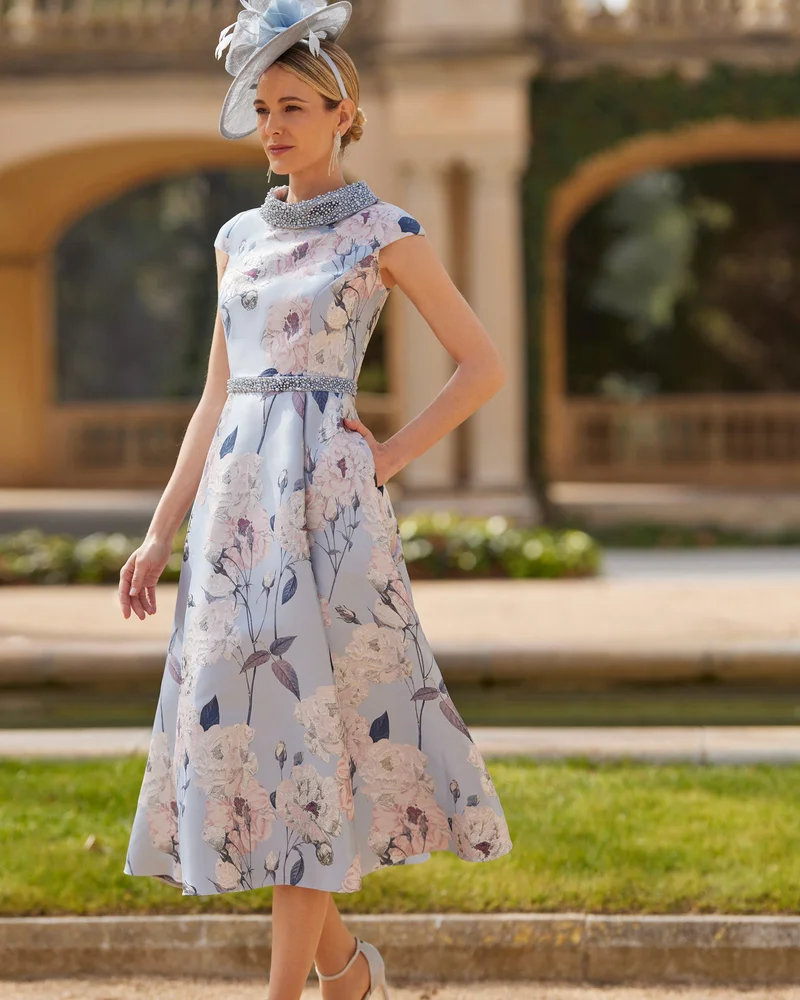 Rosa Clara Couture Club Brocade Bead Work  Cocktail Dress