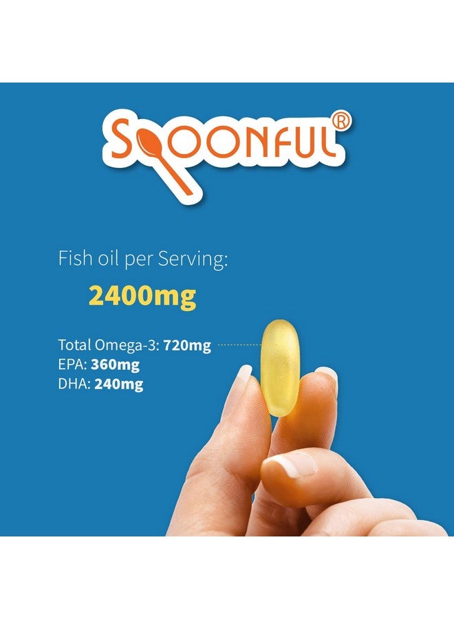 Spoonful زيت السمك أوميغا 3 المغلف معوي 2400 ملغ، 200 كبسولة، بدون تجشؤ، كبسولات هلامية سريعة الإطلاق، صنع في الولايات المتحدة، معتمد من NSF - Image 4