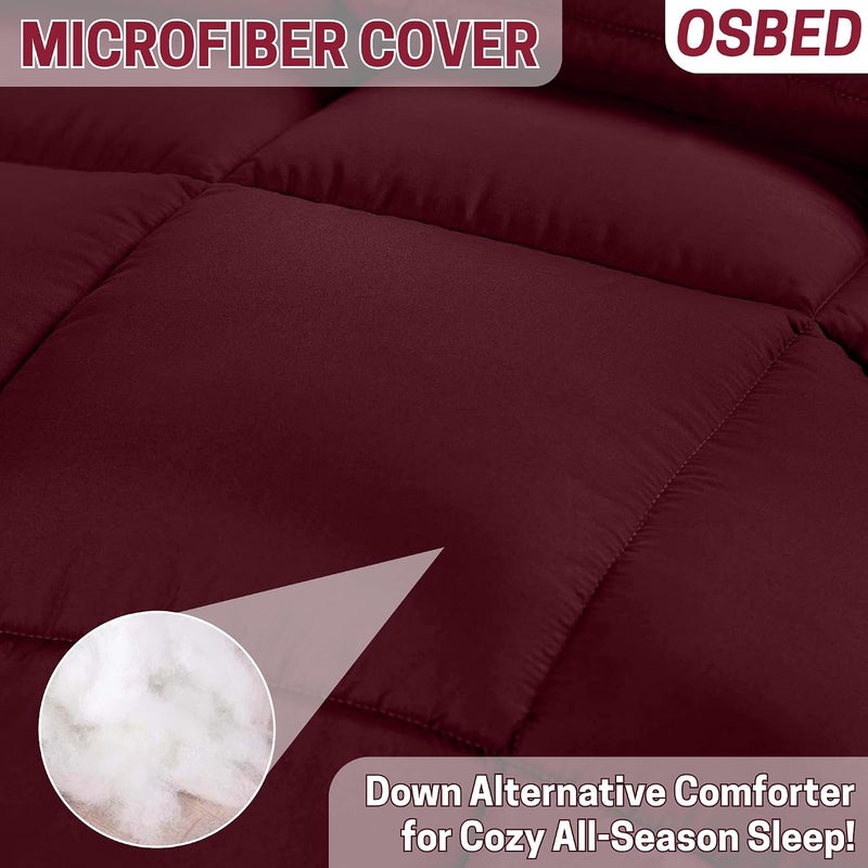 Bed Comforter with Lightweight & Soft Down Alternative | Reversible Cooling Comforter for bedding Duvet Inserts for All Seasons with Washable Microfiber Quilt (Burgundy, 220 x 240cm) - Image 4