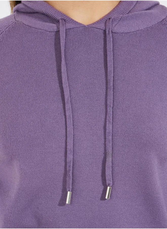 Styli Solid Knit Sweater with Hood