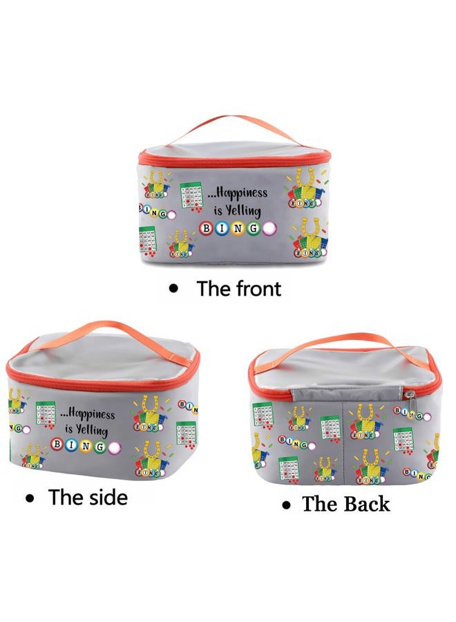 PXTIDY Bingo Gambler Cosmetic Case Bingo Lover Gifts Happiness is Yelling Bingo Travel Bag Lucky Bingo Game Gift for Bingo Lover Bingo Mom Survival Kit, grey LT, Middle - Image 3