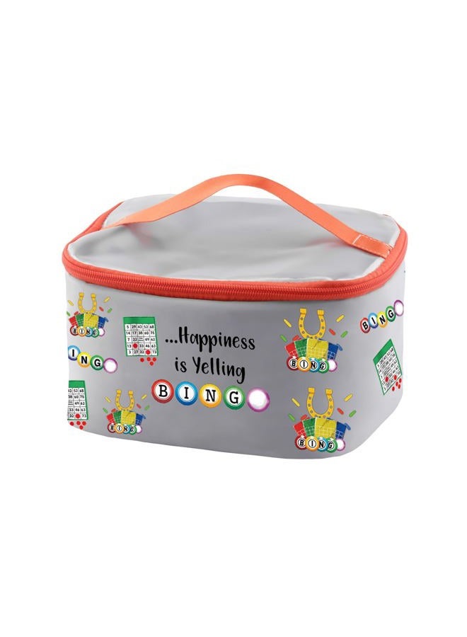 PXTIDY Bingo Gambler Cosmetic Case Bingo Lover Gifts Happiness is Yelling Bingo Travel Bag Lucky Bingo Game Gift for Bingo Lover Bingo Mom Survival Kit, grey LT, Middle - Image 1