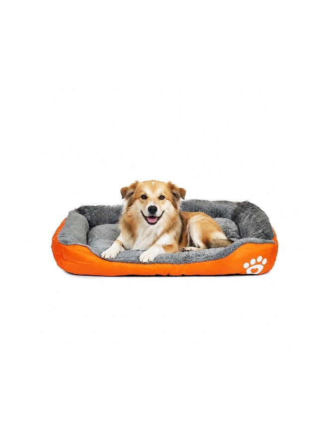 NNC PETS Pet cushion for dogs and Cats, Soft Plush pet bed with Raised sides, Low entry, and Warm, 73 cm sleeping mat with Non-slip, Comfortable, Head & Neck Support, and Breathable (Orange) - Image 1