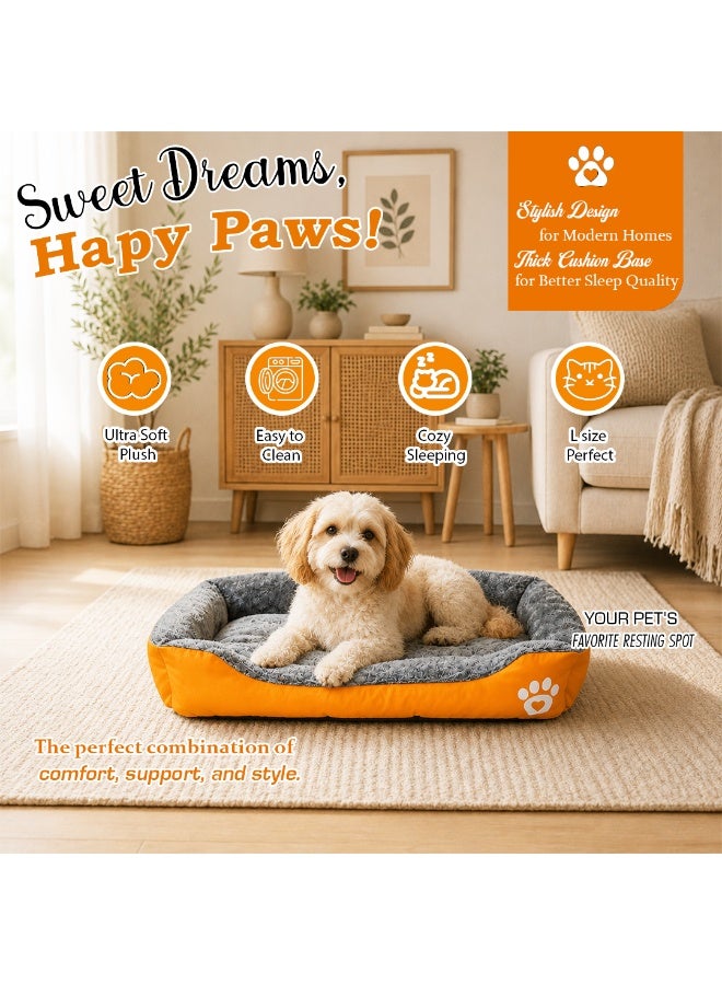 NNC PETS Pet cushion for dogs and Cats, Soft Plush pet bed with Raised sides, Low entry, and Warm, 73 cm sleeping mat with Non-slip, Comfortable, Head & Neck Support, and Breathable (Orange) - Image 4
