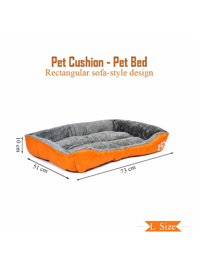 NNC PETS Pet cushion for dogs and Cats, Soft Plush pet bed with Raised sides, Low entry, and Warm, 73 cm sleeping mat with Non-slip, Comfortable, Head & Neck Support, and Breathable (Orange) - Image 2