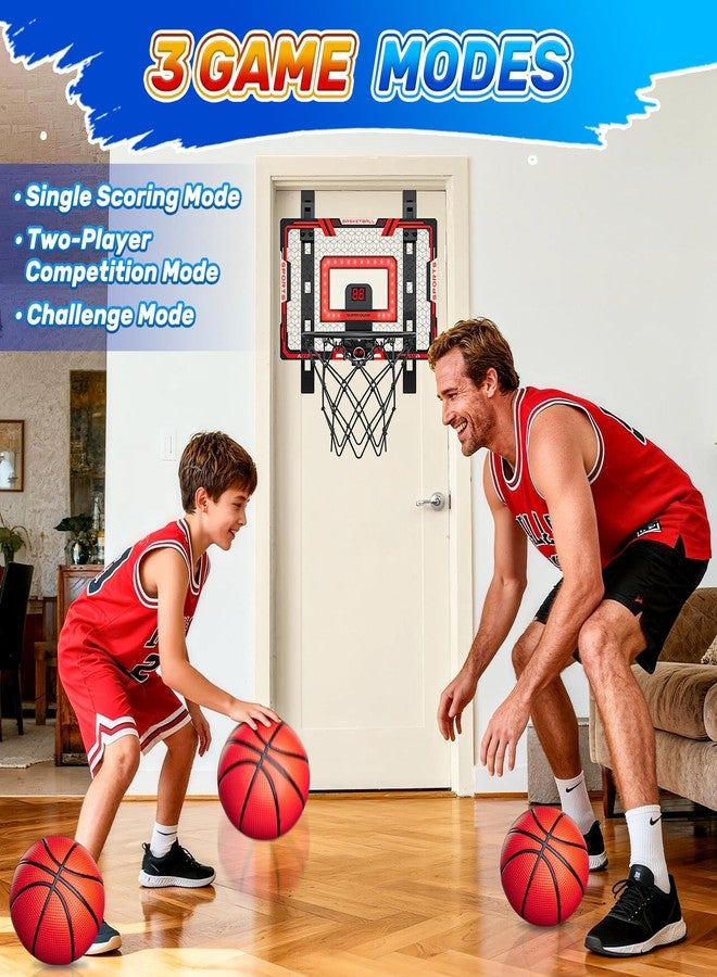 جيجيلي طوق كرة سلة داخلي للأطفال، طوق كرة سلة قابل لتعديل الارتفاع يُعلق فوق الباب مع إضاءة LED/لوحة تسجيل/3 كرات، طوق كرة سلة صغير، هدايا عيد الفصح وأعياد الميلاد للأولاد والبنات من عمر 4 إلى 12 سنة فما فوق - Image 5