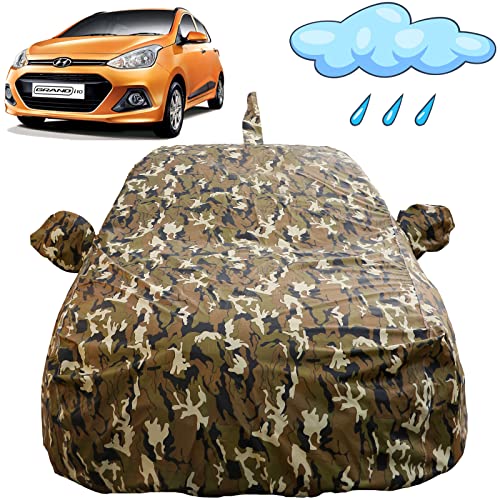 Autofact Grand I10 Waterproof Car Cover with Mirror & Antenna Pockets, Camouflage Design, Non Woven Fabric,Triple Stitched, Compatible with Hyundai Grand I10 Car Cover (2013 to 2019), Car Accessories - Image 1