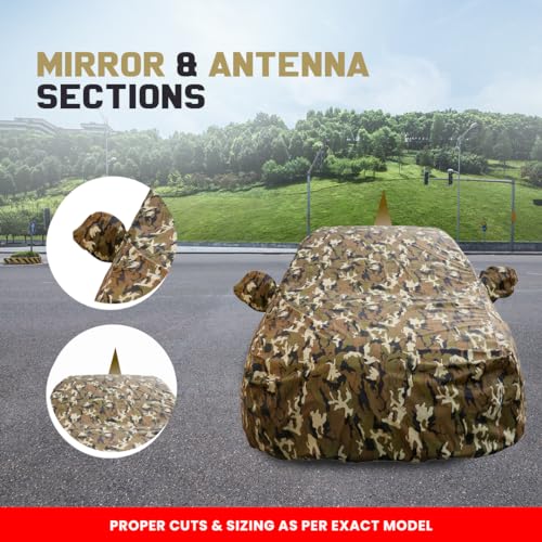 Autofact Grand I10 Waterproof Car Cover with Mirror & Antenna Pockets, Camouflage Design, Non Woven Fabric,Triple Stitched, Compatible with Hyundai Grand I10 Car Cover (2013 to 2019), Car Accessories - Image 4