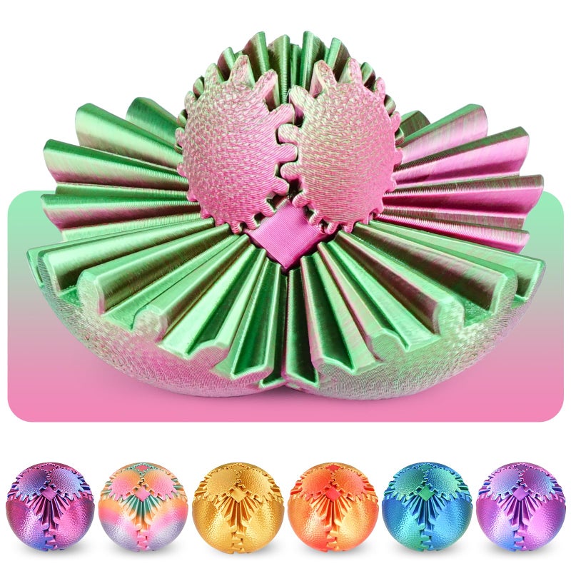Olee Odee Gear Ball Fidget Toys Steampunk Gear Sphere Stress Relief for Kids Adults 3D Printed Unique Funny Birthday Gift for Christmas White Elephant Stocking Stuffer Easter (Muted Plum Gree, Dia. 3.15" ) - Image 1