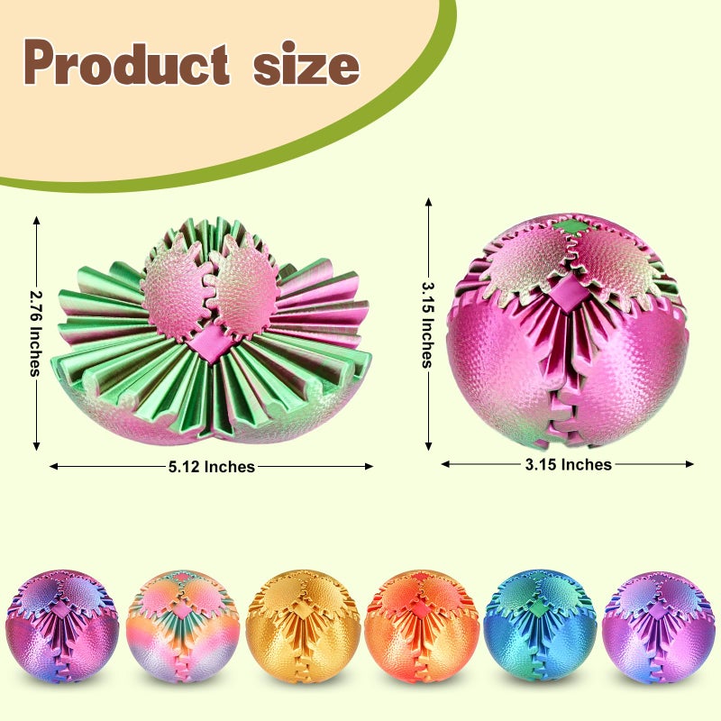 Olee Odee Gear Ball Fidget Toys Steampunk Gear Sphere Stress Relief for Kids Adults 3D Printed Unique Funny Birthday Gift for Christmas White Elephant Stocking Stuffer Easter (Muted Plum Gree, Dia. 3.15" ) - Image 3