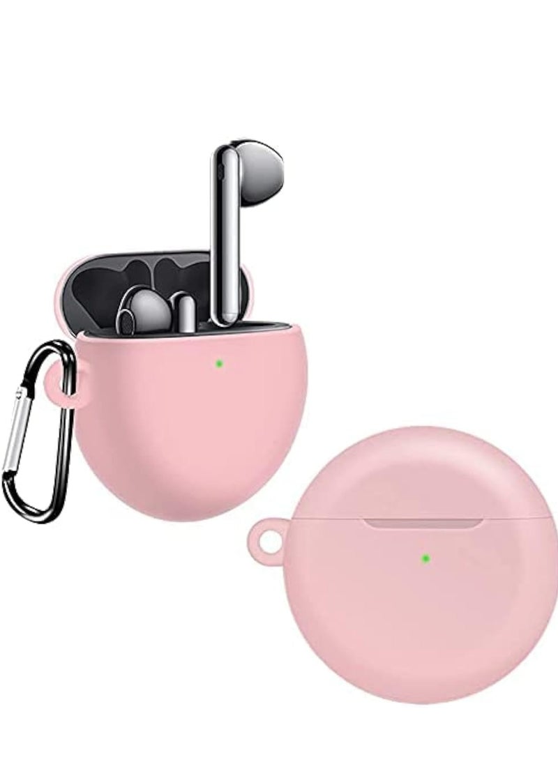 ELTRAZONE - Silicone Case Cover for Huawei FreeBuds 3 - Anti-Shock Full Protection with Carabiner and Charging Port Accessibility - Pink - Image 1