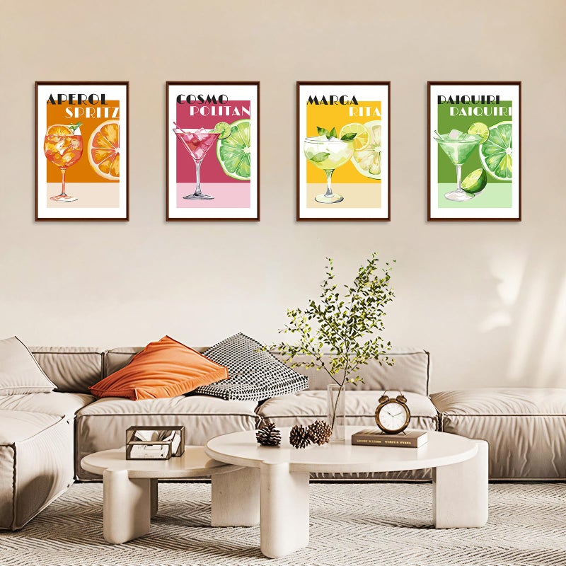 Okarina 4 Pack Paint by Numbers Kit for Adults with Frame Cocktail, Framed Paint by Number for Adults Beginner with Wooden Easel, Cocktail DIY Painting by Numbers Canvas Framed for Home Decor 8 x 12 Inch - Image 4