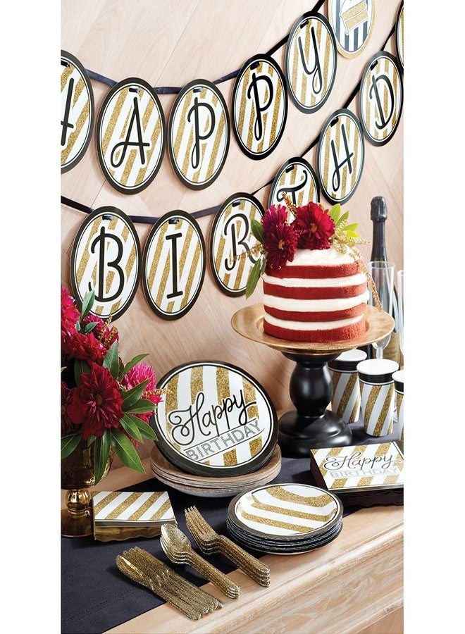 Creative Converting 8-Count Sturdy Style 7-Inch Paper Dessert Plates, Black and Gold - Image 2