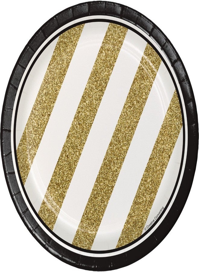 Creative Converting 8-Count Sturdy Style 7-Inch Paper Dessert Plates, Black and Gold - Image 1
