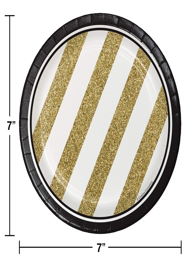 Creative Converting 8-Count Sturdy Style 7-Inch Paper Dessert Plates, Black and Gold - Image 3