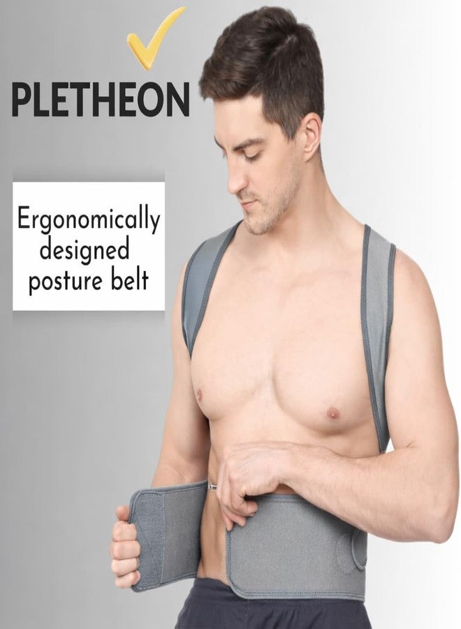 PLETHEON Adjustable Posture Corrector Belt | Shoulder & Clavicle Support Brace | Upper Back Alignment | Fit From 30 to 44 Inch Tummy - Image 3