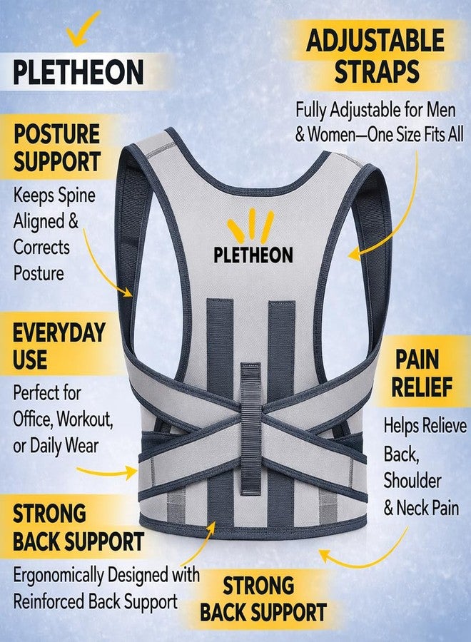PLETHEON Adjustable Posture Corrector Belt | Shoulder & Clavicle Support Brace | Upper Back Alignment | Fit From 30 to 44 Inch Tummy - Image 5