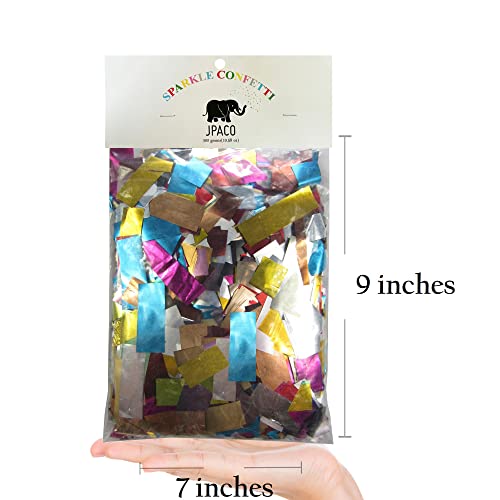 JPACO LARGE Metallic Confetti – Jumbo Mylar Rainbow Foil Confetti Bag Perfect for New Years, Surprise Parties, Birthdays, Photoshoots, Engagements & Weddings (300 Grams, Over 7,500 PCS) by JPACO - Image 5