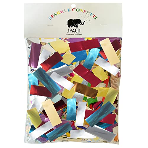 JPACO LARGE Metallic Confetti – Jumbo Mylar Rainbow Foil Confetti Bag Perfect for New Years, Surprise Parties, Birthdays, Photoshoots, Engagements & Weddings (300 Grams, Over 7,500 PCS) by JPACO - Image 1