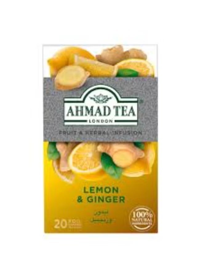 أحمد تي أكياس شاي من شاي أحمد بنكهة الزنجبيل والليمون، عبوة 20 كيس - Image 2