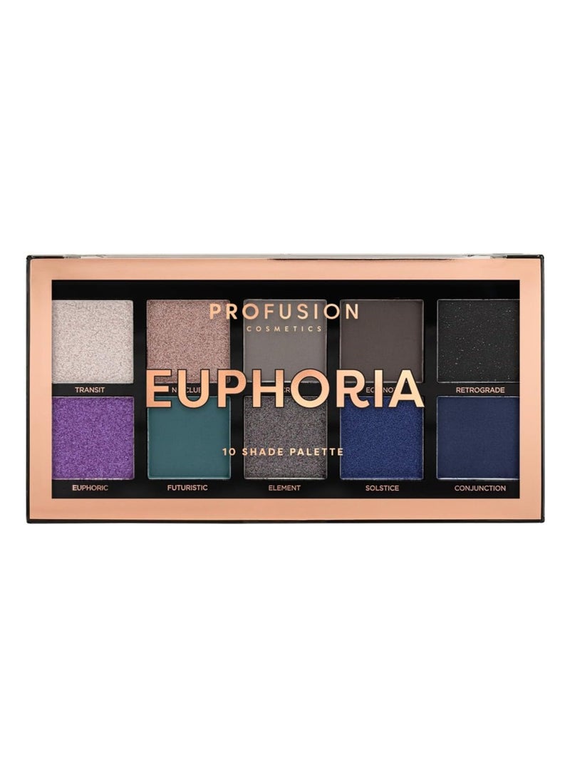 Profusion Cosmetics Euphoria 10 Shade Eyeshadow Palette Unleash Your Creativity with Multi Finish Shades for Day to Night Glam Looks Get Stunning Makeup Looks with Richly Pigmented Shade - Image 1