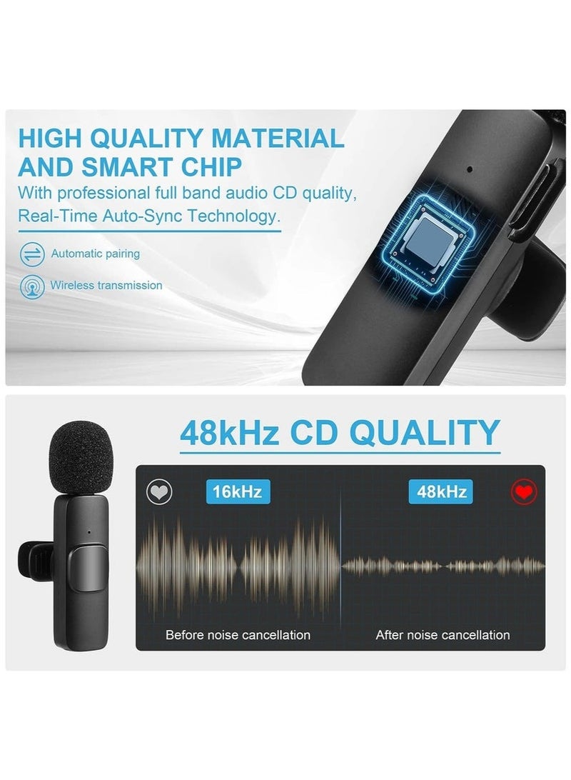 Wireless Lavalier Microphone for iPhone – 2 Pack Plug & Play Mics with Lightning Receiver, Noise Reduction, Auto Sync, Mute Function, 2.4GHz Wireless Mic for iOS Video Recording, Interview, Vlog – Charging Support - Image 2