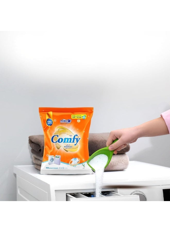 Comfy مسحوق غسيل فياه كومفي 400 جرام | إزالة بقع قوية | حماية الألوان الزاهية | عطر منعش وطويل الأمد - Image 2