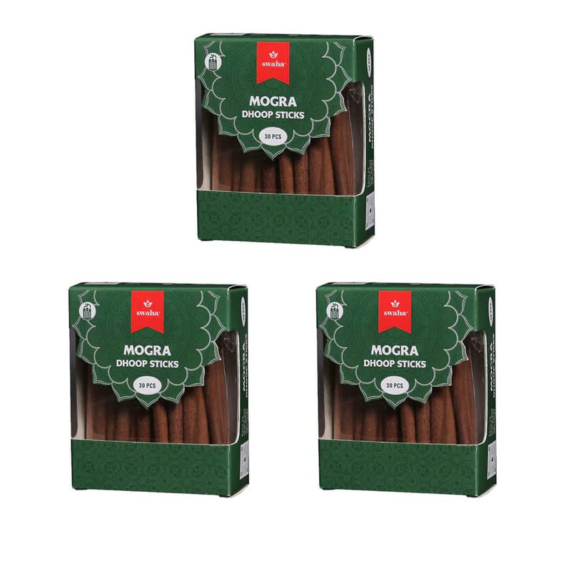 Swaha Mogra Cylindrical Dhoop Stick Long Lasting Jasmine Fragrance Incense Sticks Bamboo Less Eco Friendly Agarbatti Sticks Pack of 3 - Image 2
