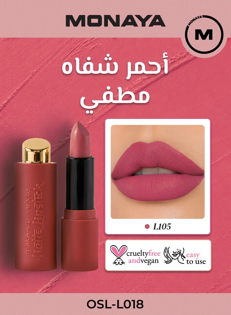 مونايا L018 أحمر شفاه فيلفت مات – لون غني، لمسة مات ناعمة وراحة تدوم طوال اليوم - Image 1