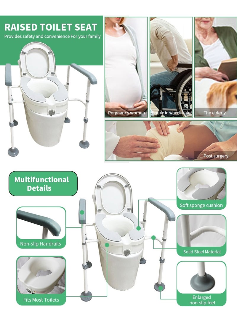 Ru syanl - Raised Toilet Seat with Handles up to 100KG Elevated Toilet Seat Risers for Seniors Handicap Adjustable Toilet Safety Chair Raised Toilet Seat Elongated Fit Any Toilet - Image 1