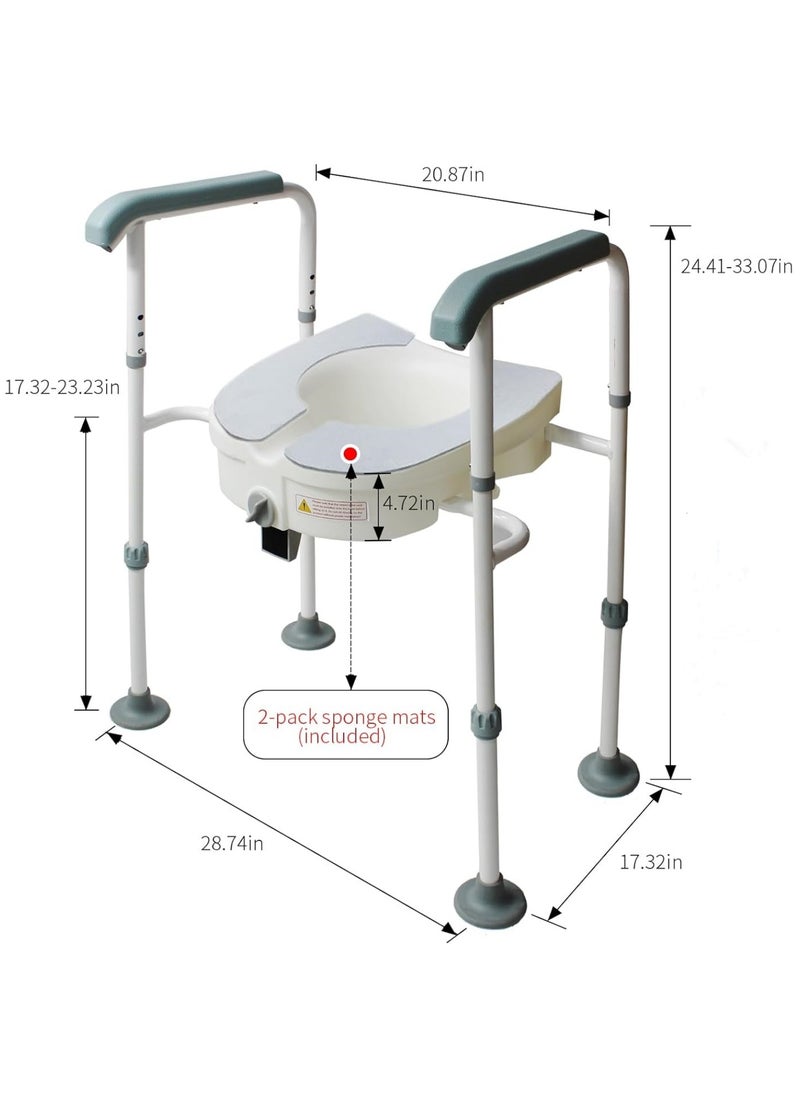 Ru syanl - Raised Toilet Seat with Handles up to 100KG Elevated Toilet Seat Risers for Seniors Handicap Adjustable Toilet Safety Chair Raised Toilet Seat Elongated Fit Any Toilet - Image 1