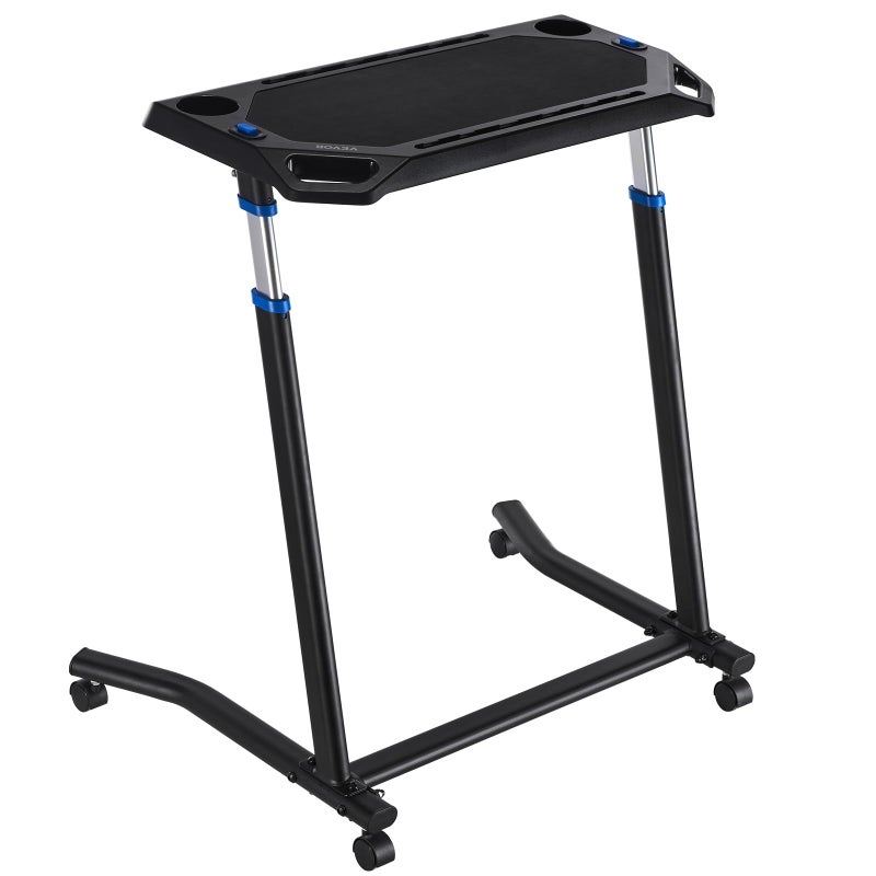 VEVOR Cycling Desk, Mobile Foldable Multi-Functional Bike Trainer & Treadmill Desk with Lockable Wheels, Non-Slip Multi-Slot Bike Trainer Fitness Desk with Handle Bar, Fit for Home Office Exercise - Image 4