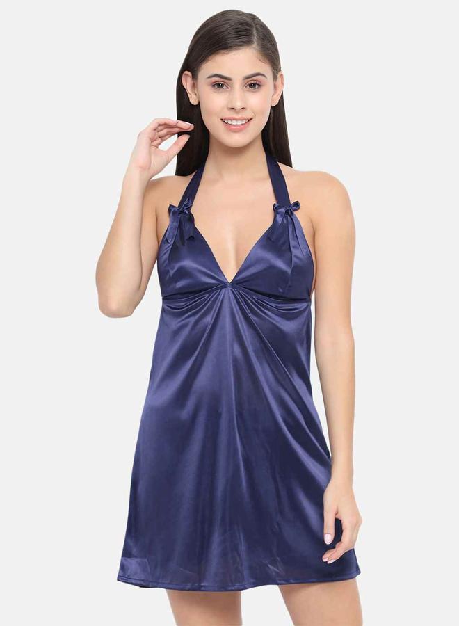 Take Two Solid Halter Neck Babydoll with Bow Detail By KLAMOTTEN - Image 3