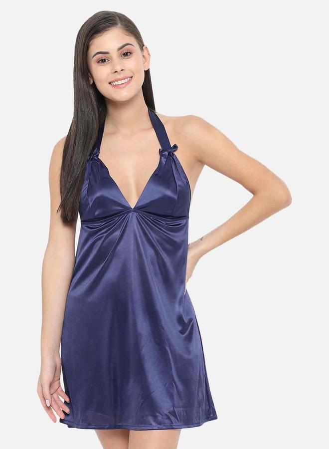 Take Two Solid Halter Neck Babydoll with Bow Detail By KLAMOTTEN - Image 1