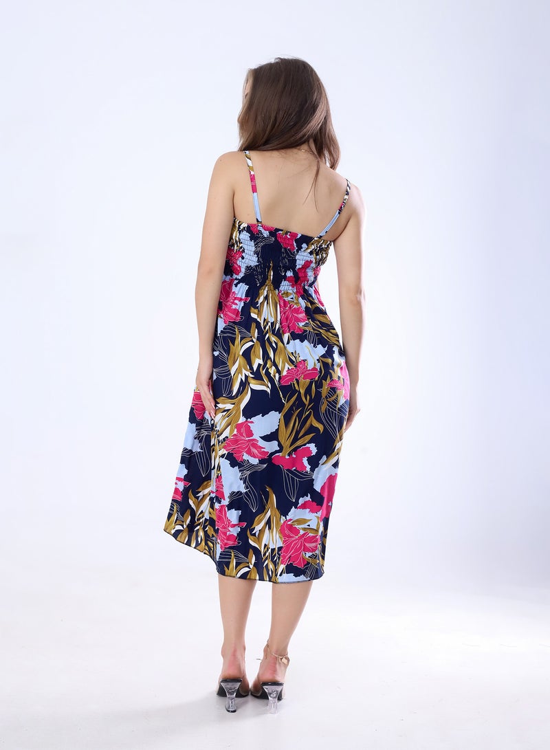 BEBO Women's short floral dress, free size, fits approximately 60-85 kg_Black & Brown - Image 3