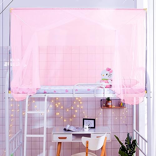 Eimilaly 8 Corner Bed Canopy Curtains for Girls Boys Bed Decor, Bed Canopy for Dormitory, Loft Bed, 1-1.8M Bed or Outdoor Camping, Suit for 1.8M Bed/Single Door Pink - Image 3