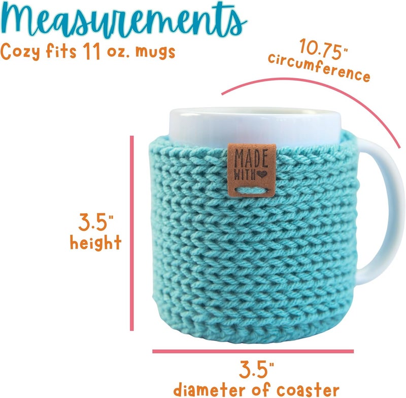 Simply Hooked Mug Cozy with Coaster for 11 Oz Mugs, Stocking Stuffers for Women, Gift for Coffee Connoisseur, Blue - Image 2