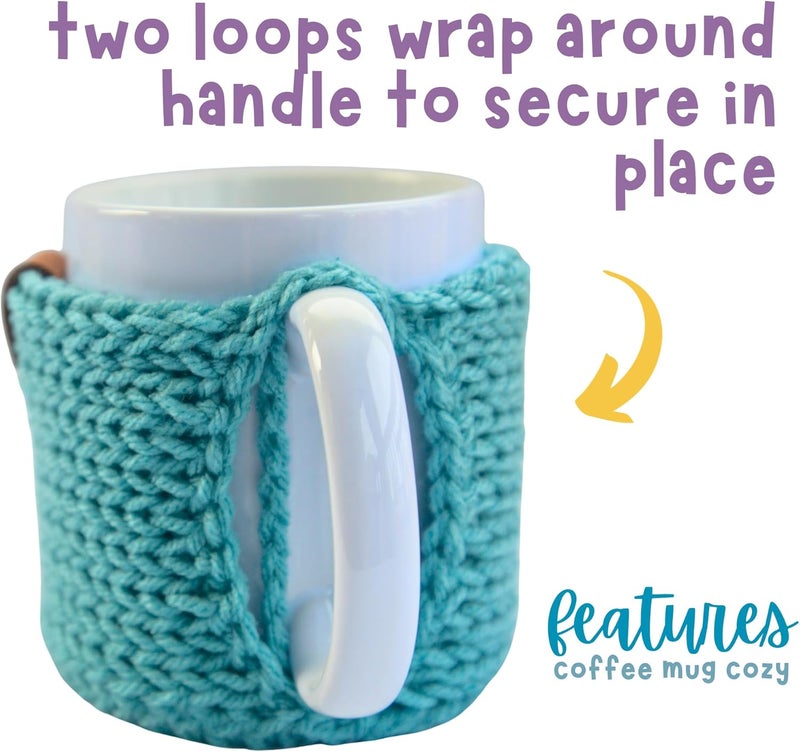 Simply Hooked Mug Cozy with Coaster for 11 Oz Mugs, Stocking Stuffers for Women, Gift for Coffee Connoisseur, Blue - Image 4