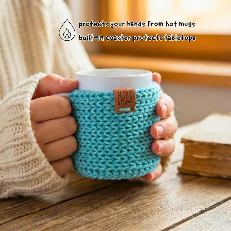 Simply Hooked Mug Cozy with Coaster for 11 Oz Mugs, Stocking Stuffers for Women, Gift for Coffee Connoisseur, Blue - Image 3