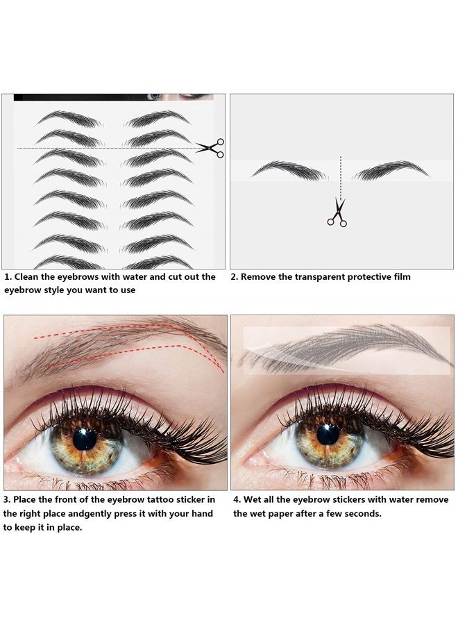 Maitys 12 Sheets 108 Pairs Hair Like Waterproof Eyebrow Tattoos Stickers Temporary Eyebrow Tattoos Instant Transfer Brows Peel off Fake Eyebrow Sticker Authentic Eyebrow for Women and Girls(Classic Style) - Image 2