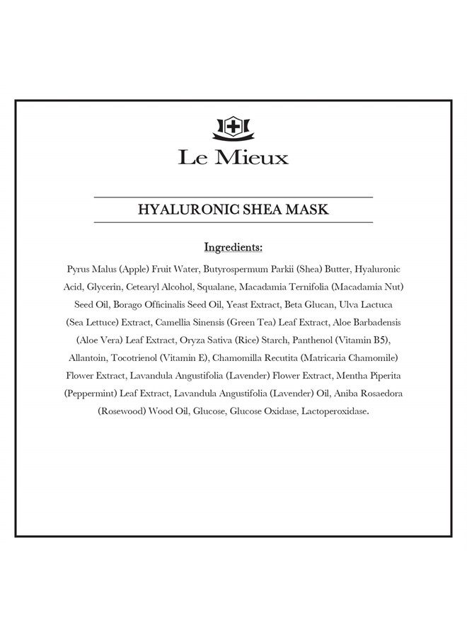 Le Mieux Hyaluronic Shea Mask - Hydrating Cream Mask for Dry & Mature Skin with Shea Butter & Botanical Extracts, Hyaluronic Acid Facial Mask with No Parabens or Sulfates (2 oz / 60 ml) - Image 3