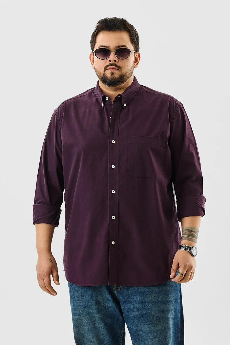 سنيتش Lucia Burgundy Plain Plus Size Shirts