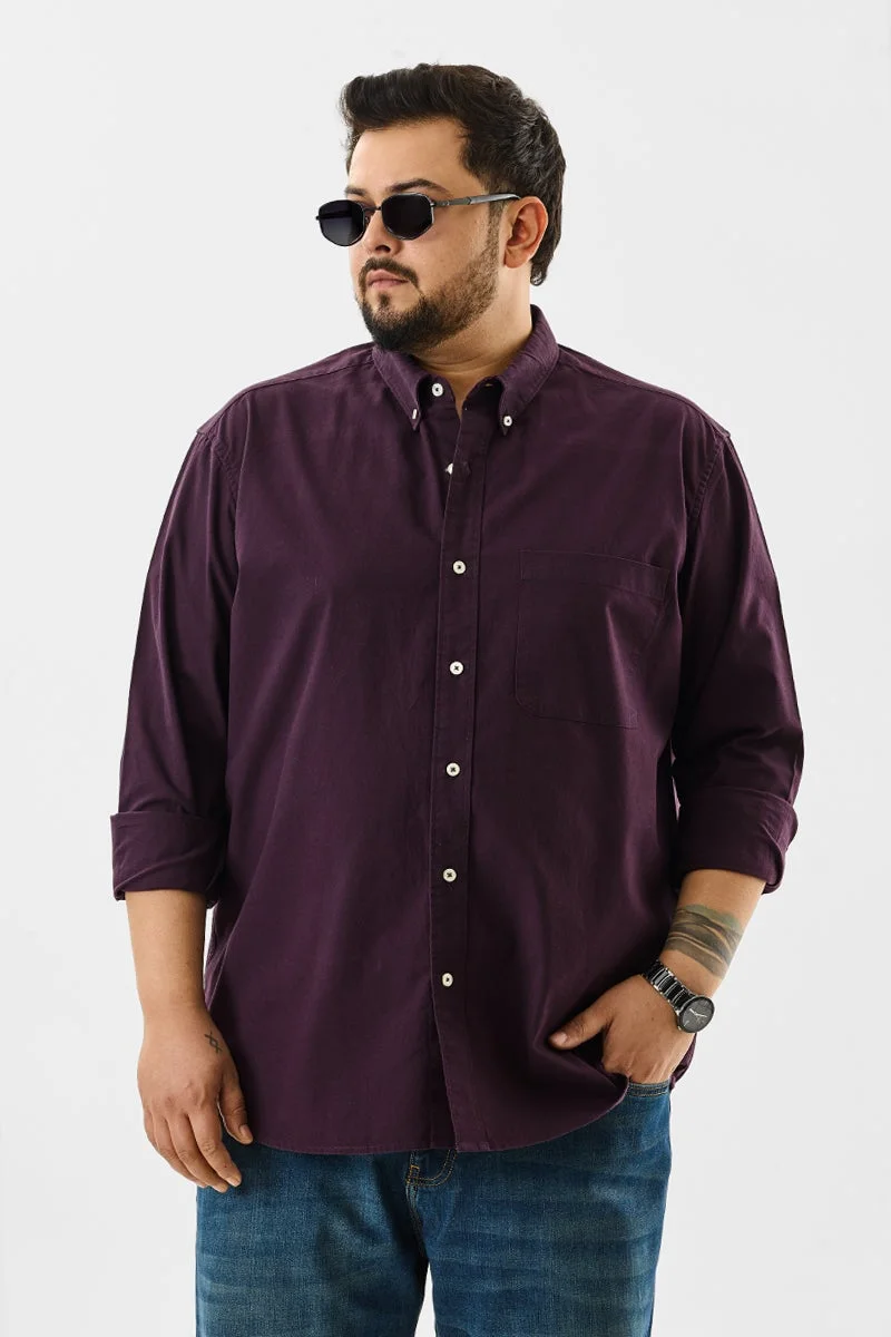سنيتش Lucia Burgundy Plain Plus Size Shirts